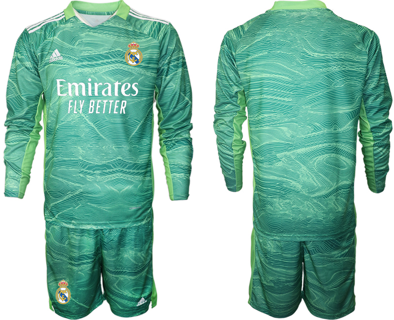 Men 2021-2022 Club Real Madrid green Long Sleeve goalkeeper blank Soccer Jersey
